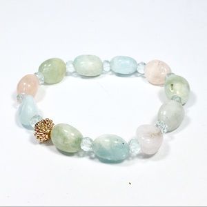 Morganite Aquamarine Stretch Bracelet Stackable